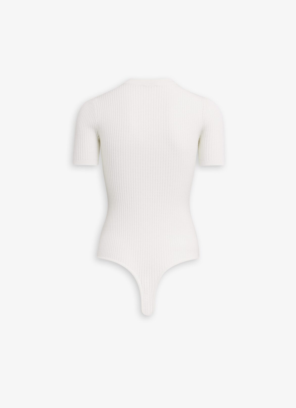 SHORT SLEEVE BODY IN SHEER WOOL KNIT ALAÏA NATURAL WHITE SHORT SLEEVE BODY IN SHEER WOOL KNIT